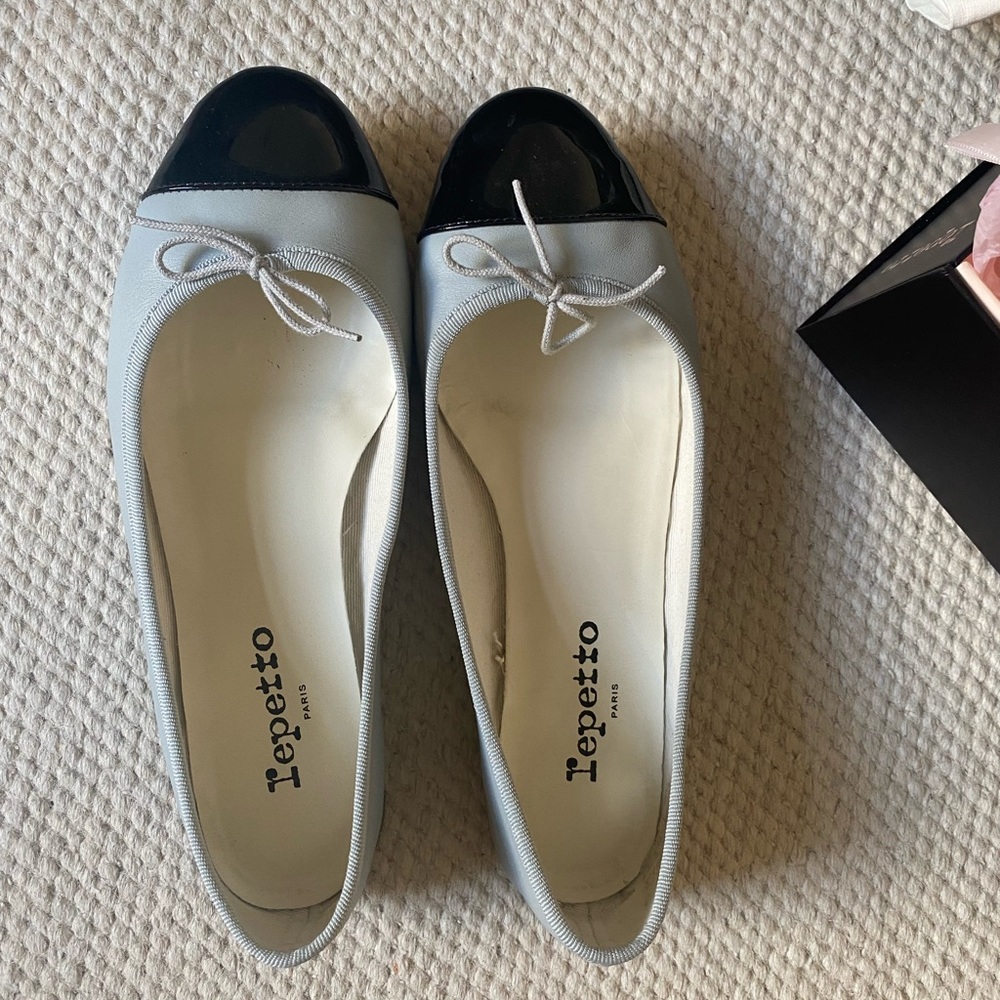Repetto Women's Black and Light Blue Ballerina Flats
